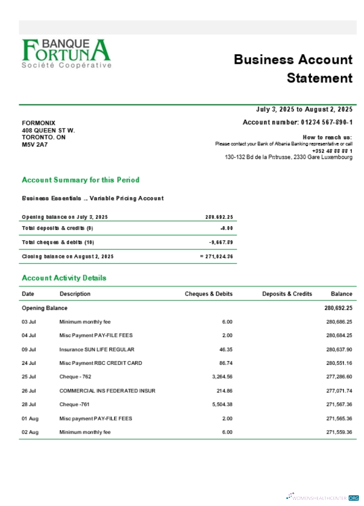Download Fortuna Banque business firm statement Word and PDF format (1) Photoshop template